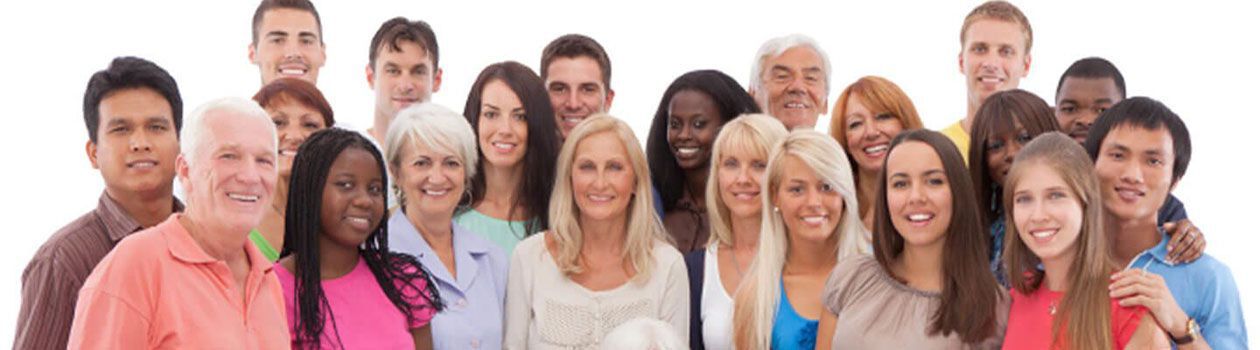 A diverse selection of Canadians of all ages, genders, colours, and more photographed together to demonstrate that Lawtons Home HealthCare is for everyone.